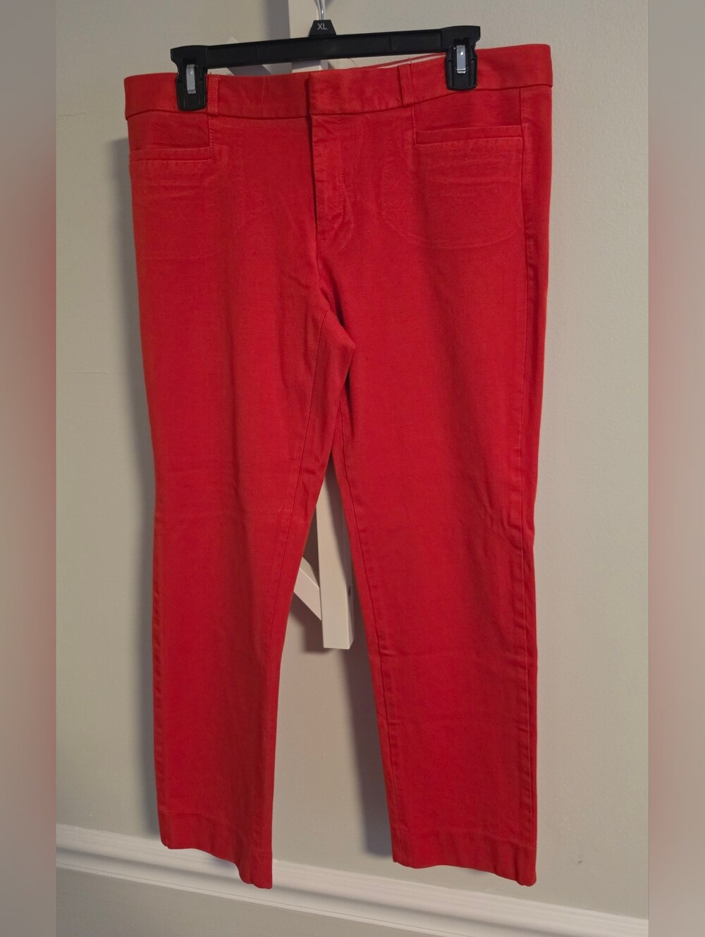 Banana Republic Sloan Ankle Pants 10 Coral Red Stretch Flat Front Trousers